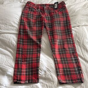 R13 Boy Straight Printed Plaid Pant Jeans size 26